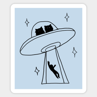 cat alien abduction line art Sticker